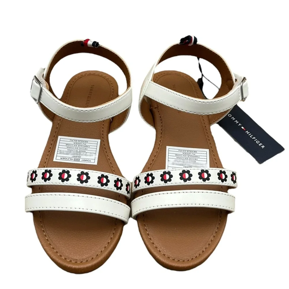 Tommy Hilfiger Youth Girls Slip-on Casual Sandals Size 1Y White‎ Floral Strap